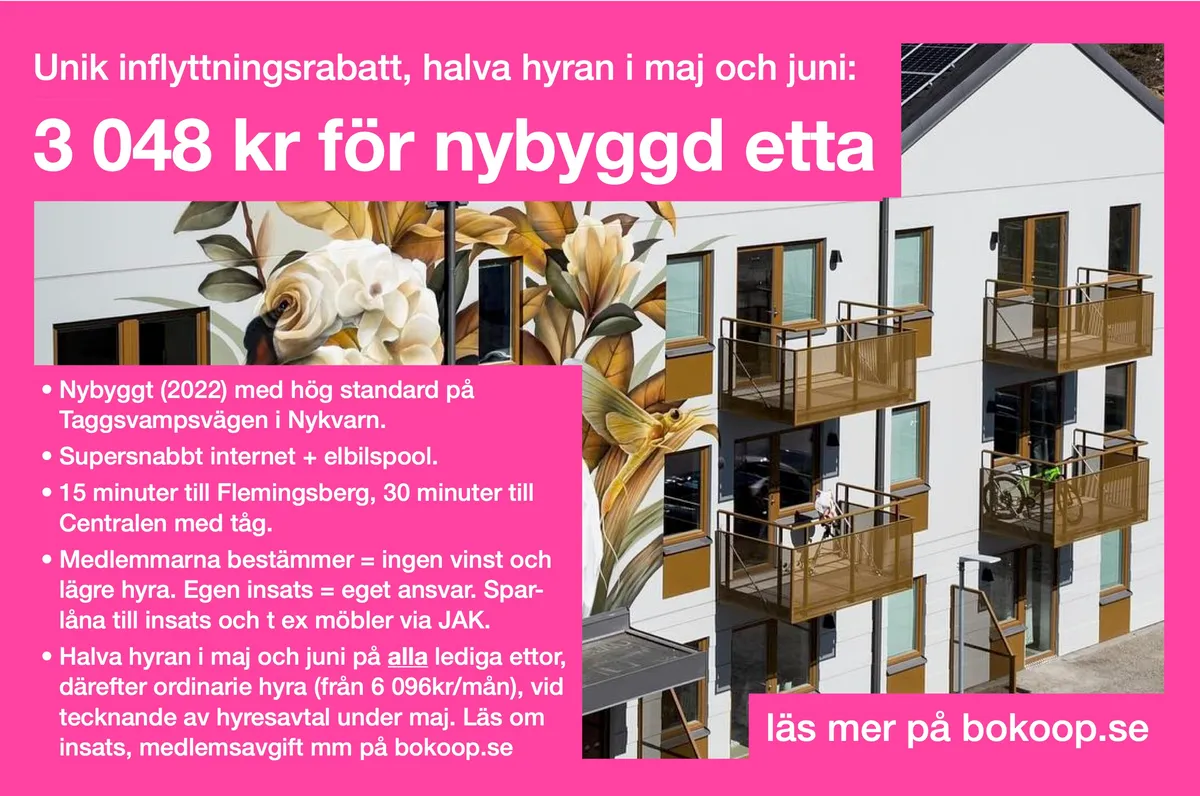 Hyreslägenhet på Nykvarn i nykvarn
