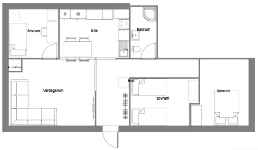 Hyreslägenhet på Hästveda i hastveda