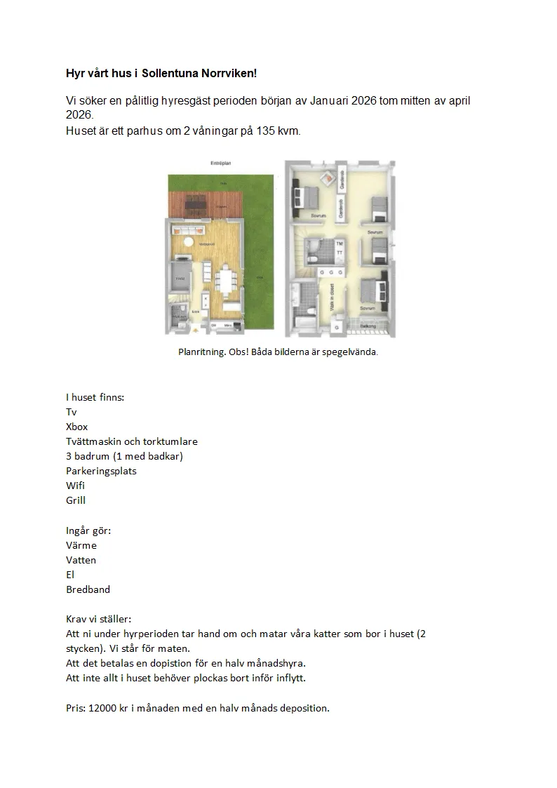 Hyresbostad på Sollentuna i sollentuna