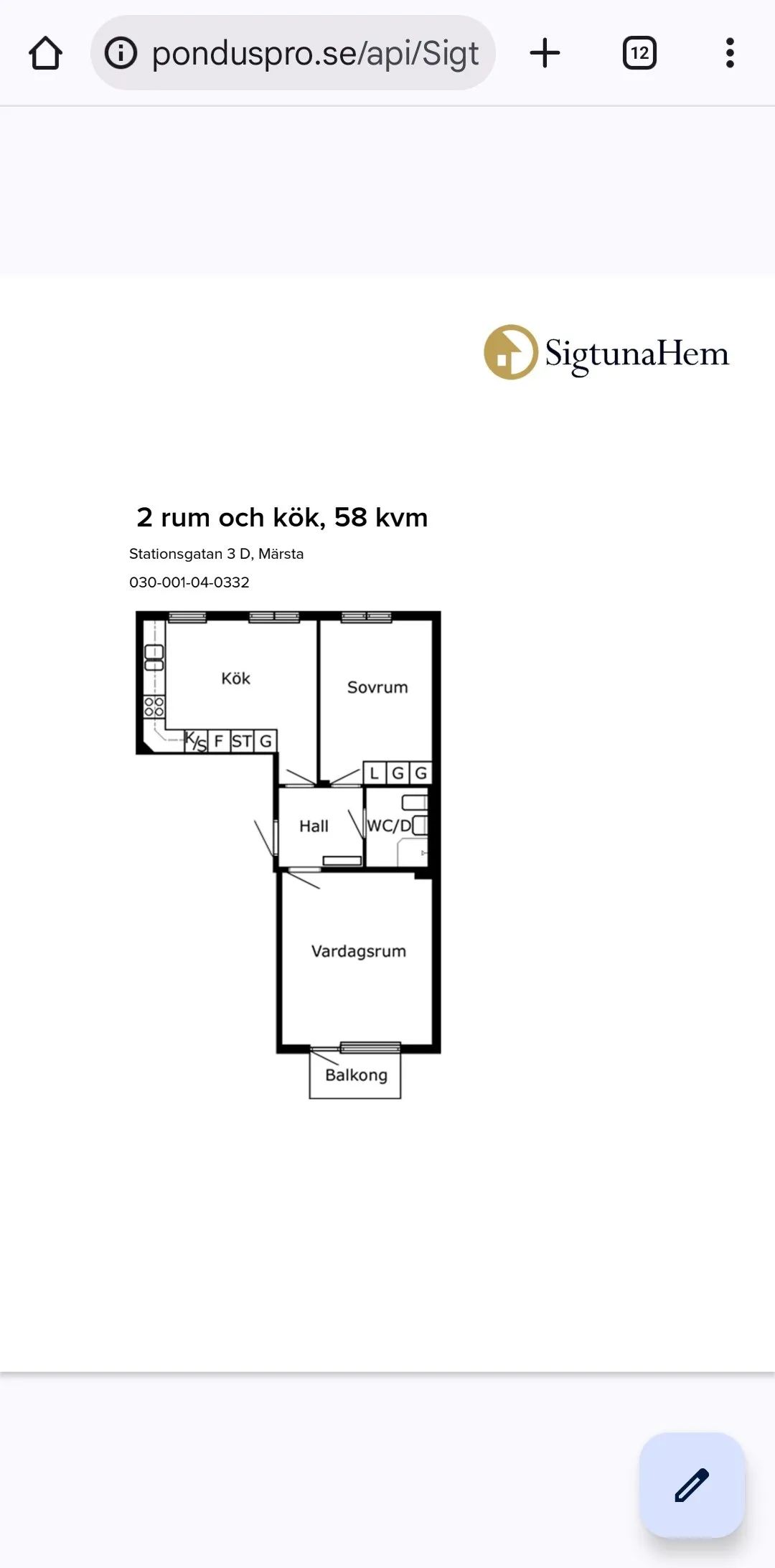 Hyreslägenhet på Märsta i marsta